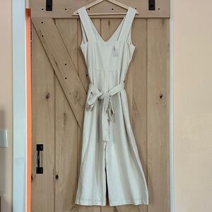 Banana Republic Sleeveless Cream Cotton Jumpsuit